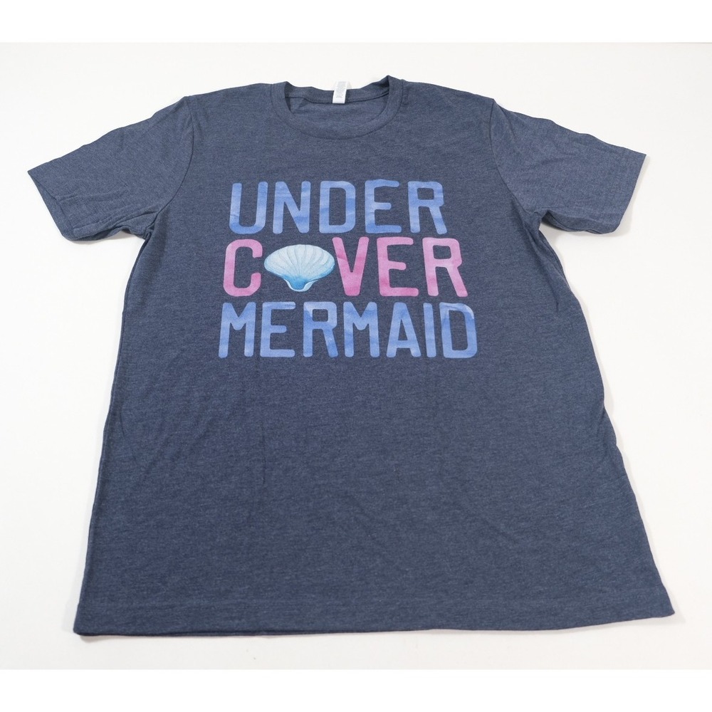Bella Canvas T-Shirt Womens M Blue Under Cover Mermaid Graphic Short Sleeve Tee